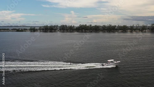 Flying Around a Wakeboarding Boat in Miami Bay