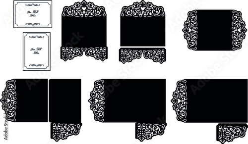 Wedding Invitation Template For Laser Cutting, Silhouette Cameo, Cricut and more. Lace Envelope For Papercut.