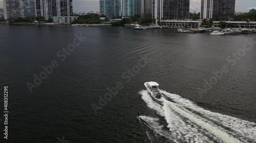 Flying Around a Wakeboarding Boat in Miami Bay