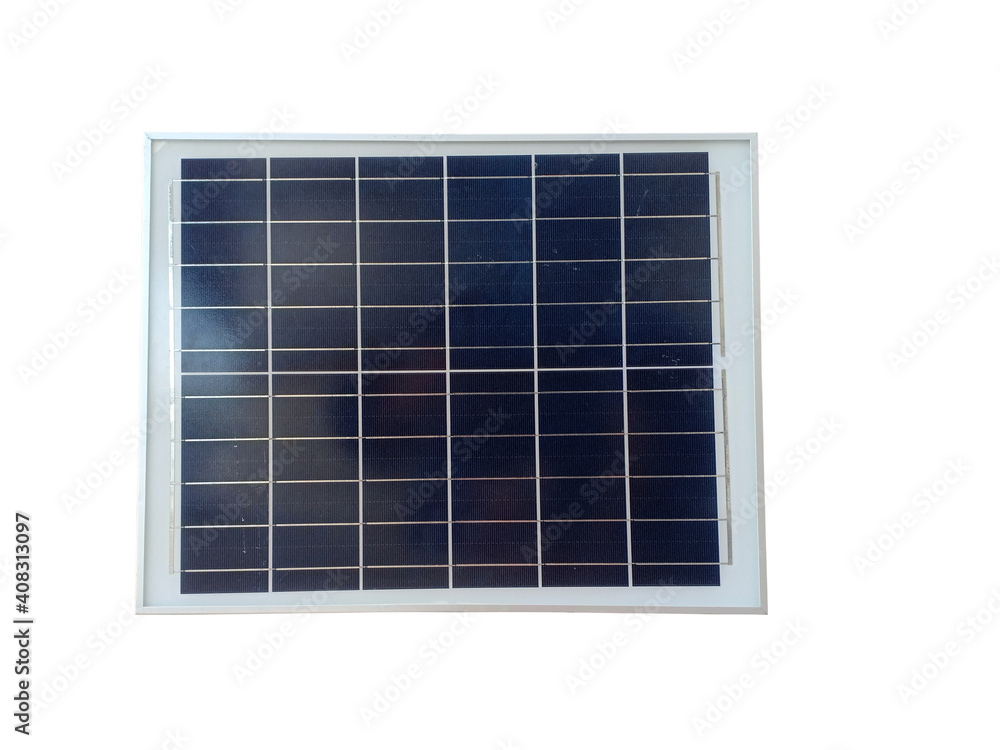 A solar cell or Photovoltaics module (PV module, Solar module) isolated on white background.