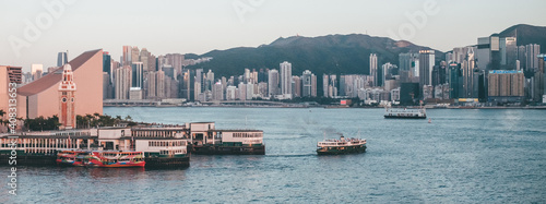 Photography Hong Kong's Victoria Harbour, the tall buildings of the financial business distr