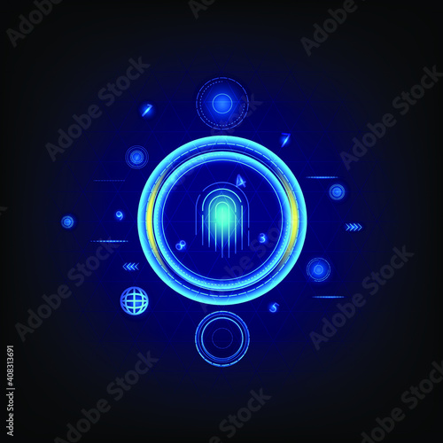 
Fingerprint scan Mobile phone login hi-tech style 3d style on cloud storage concept smartphone three dimensional vector server room mobile application hand application installation package Holding ne
