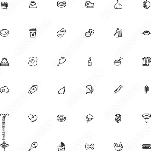 icon vector icon set such as: fun, pannacotta, cookie, part, event, macaron, preparation, toast, fry, beer glass, abstract, wild, editable, takeaway, spiral, kidney, cotta, utensil, signal, straw
