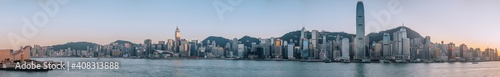 Panorama image of Hong Kong Victoria Harbor Scenes