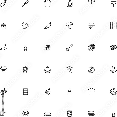 icon vector icon set such as: cardboard, champaign, fungi, soda, ravioli, shrimp, whisk, human, bay, mixer, fruit, microbes, seafood, pipe, orange, cool, tonic, candle, cooker, calcium, job, cooked