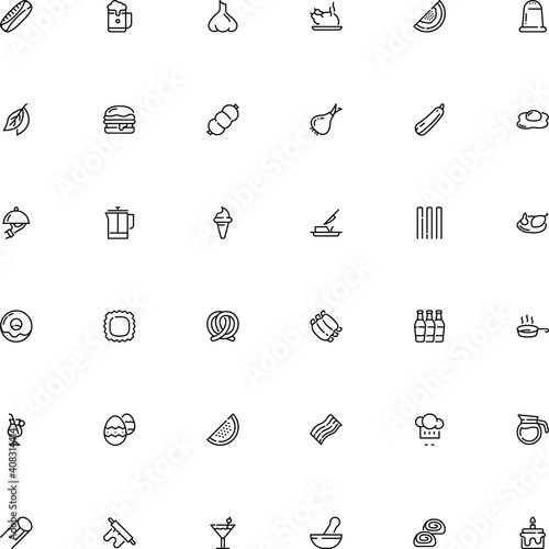 icon vector icon set such as: cock, root, french press, rasher, ham, cup, zucchini, round, hold, pharmacy tool, hand drawn, donut, bird, rolling-pin, ui, short, pumpkin, cavatelli, cap, poultry