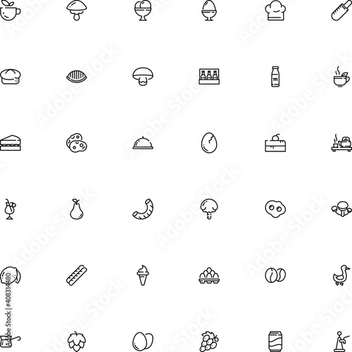 icon vector icon set such as: baguette, seed, pollen, clip, six, cheese, wear, lettuce, pie, sausage, china, ripe, common, bacillus, badge, tequila, hotel, dark, filled, hat, creamy, hand drawn