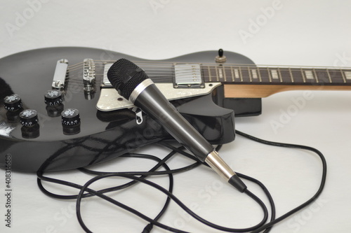 electric guitar and microphone
