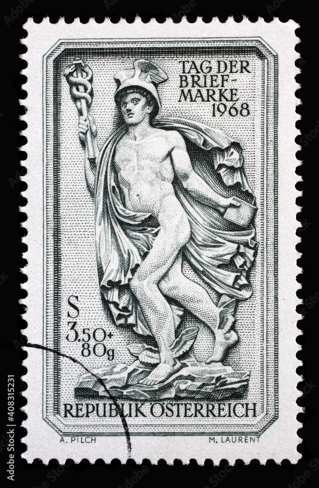 Stamp printed in Austria shows facade relief Stamp printed in Austria shows facade relief