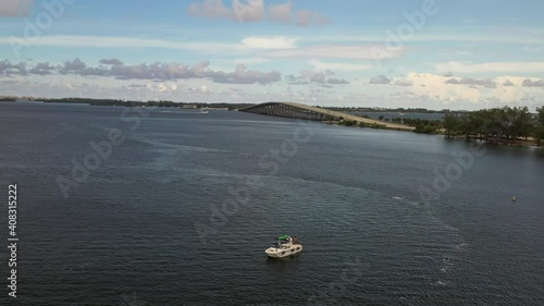 Flying Around a Wakeboarding Boat in Miami Bay