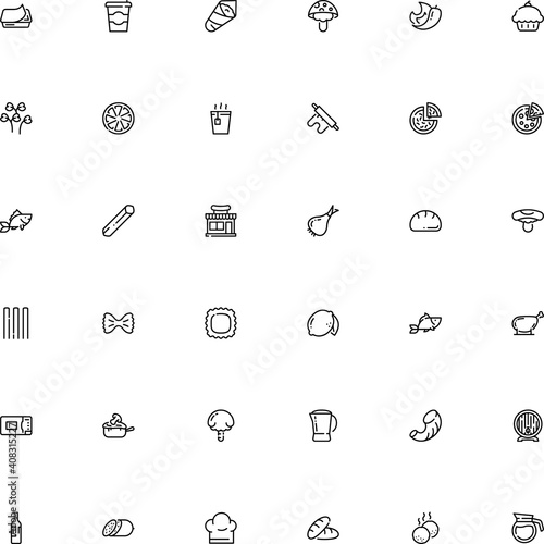 icon vector icon set such as: city, sushi, rectangular, chocolate, taste, herb, pub, cylinder, costume, cress, latte, spaghetti, spice, rice, onion, toxic, bow, heat, sour, retail, chili, sugar