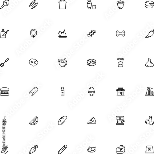 icon vector icon set such as: brewery, retail, cavatappi pasta shape, shiny, riccioli pasta shape, ham, raw, collection, classic, showcase, omelet, garganelli, summer, carrot, ale, sea, closeup