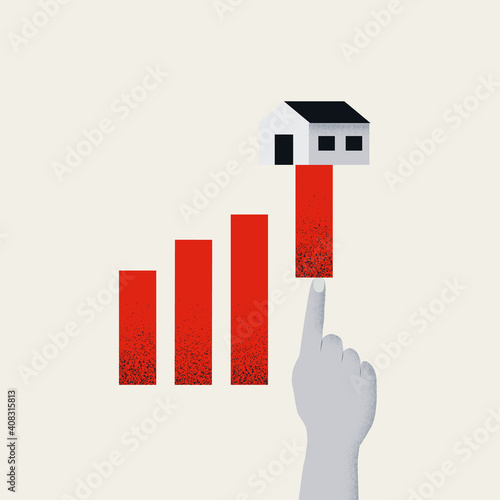 Real estate, housing bubble vector concept. Symbol of recession, depression, bad investement.