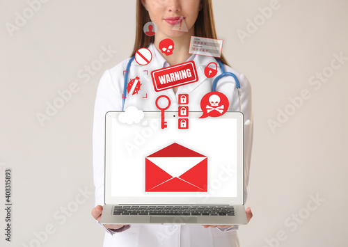 Female doctor with received...