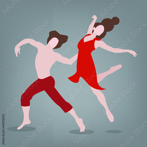 A couple performing acrobatic dance. Bollywood style dance by a man and a woman.