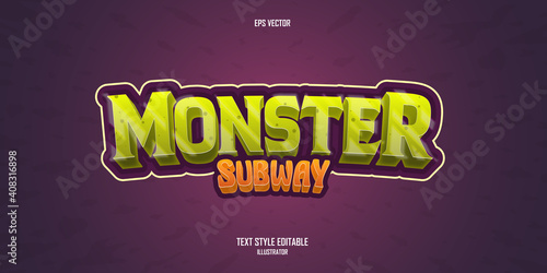 Monster Subway 3D text style effect template