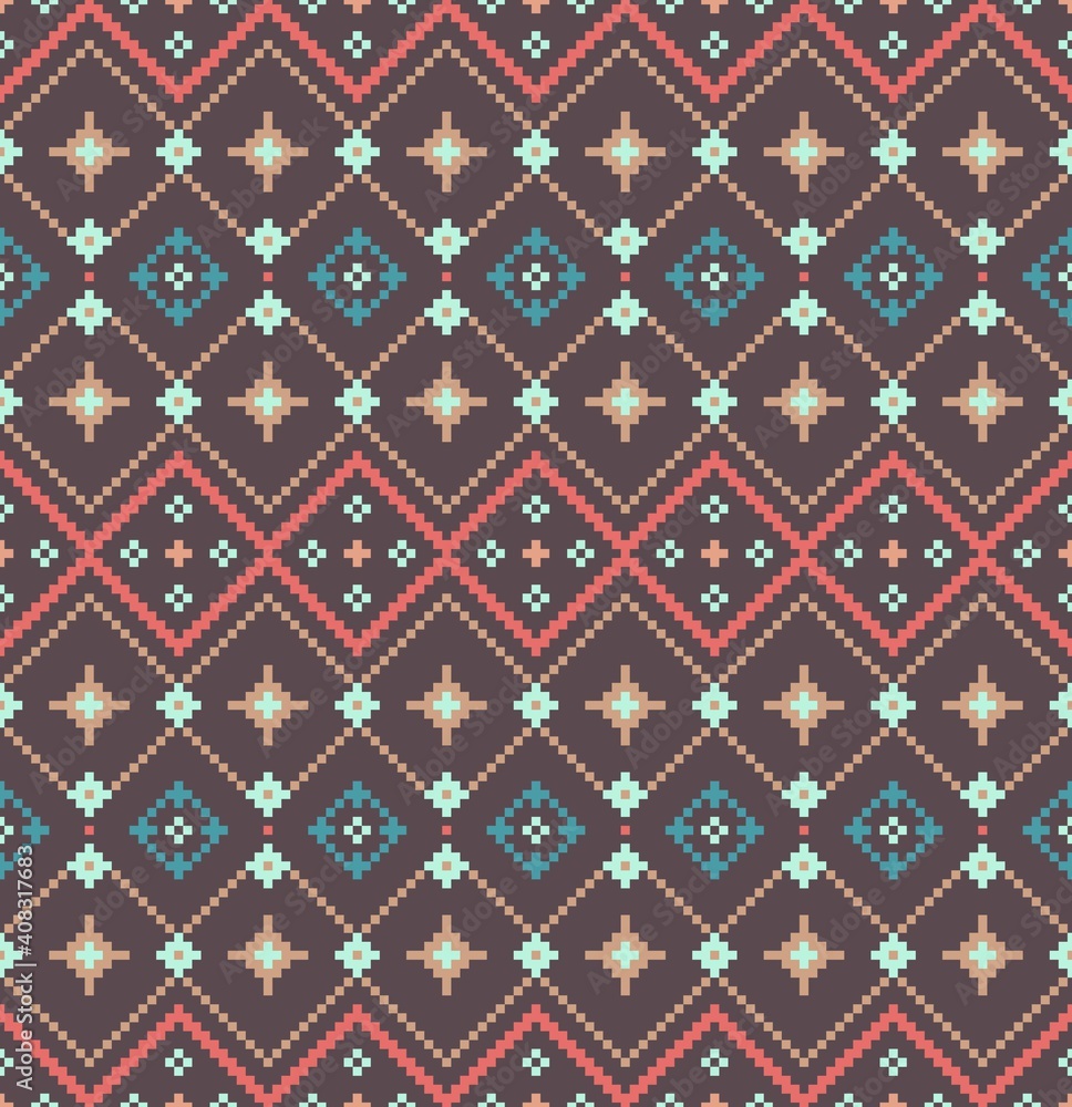 Seamless lace pattern with folkloric floral ornament in scandinavian retro style. Stock vector illustration for background, wallpaper, textile, scrapbooking, wrapping paper. Seamless lace pattern with folkloric floral ornament in scandinavian retro style. Stock vector illustration for background, wallpaper, textile, scrapbooking, wrapping paper.