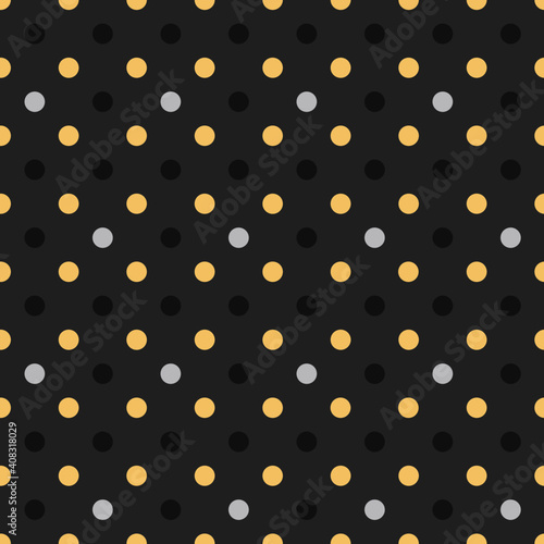 This is a seamless pattern of polka dots on a dark background.