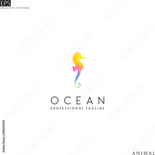 Seahorse logo. Cute animal