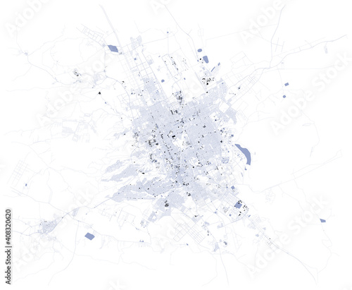 Streets of Riyadh, city map, capital. Saudi Arabia, satellite view. Street and building. Surrounding area