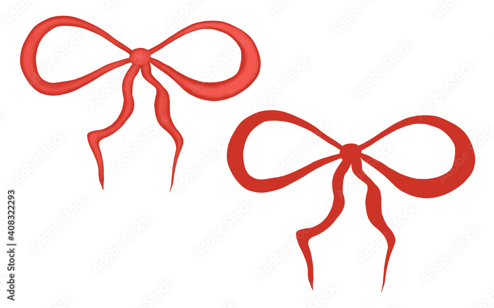 Set of red-brown bows on a white background. Nicely tied satin ribbon. Decoration of bouquets, gifts, postcards. Watercolor illustration. Set of red-brown bows on a white background. Nicely tied satin ribbon. Decoration of bouquets, gifts, postcards. Watercolor illustration.