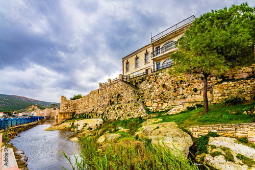 Foca Castle view in Foca Town. Foca is populer tourist destination in Turkey. photo