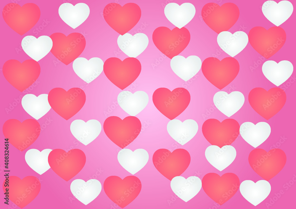 Several pink and red paper hearts are placed on a light pink background Several pink and red paper hearts are placed on a light pink background