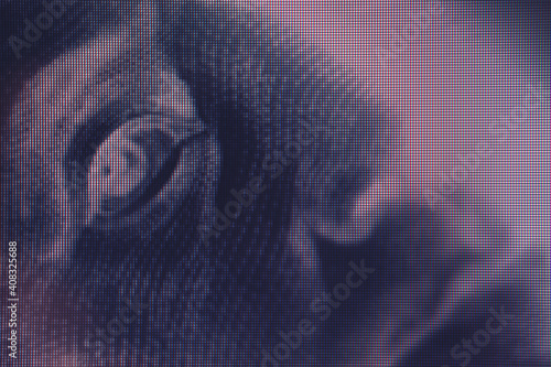 Close up Franklin's face on a one hundred dollar. American, US Dollars Cash Money background. Macro photograhy view.. photo