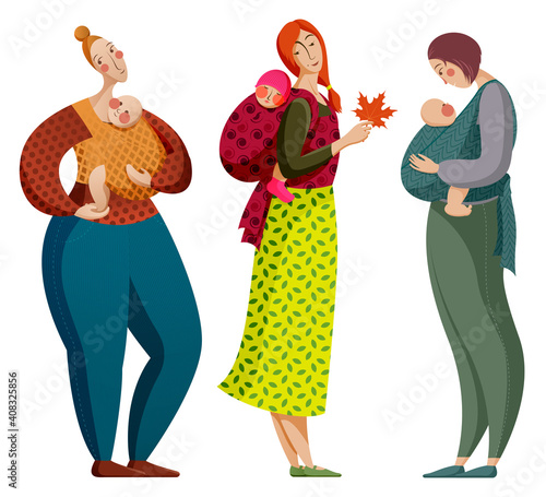 Moms carry their children in slings