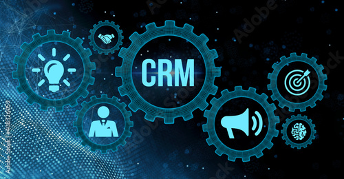 Internet, business, Technology and network concept.CRM Customer Relationship Management.