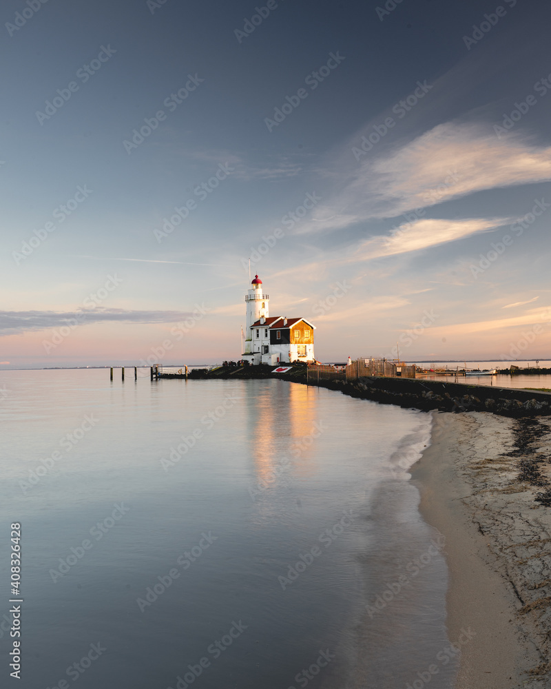 Sunset, Paard van Marken, Lighthouse. 
Netherlands Januari 8 2021.