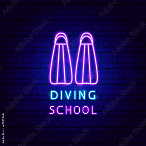 Diving School Neon Label