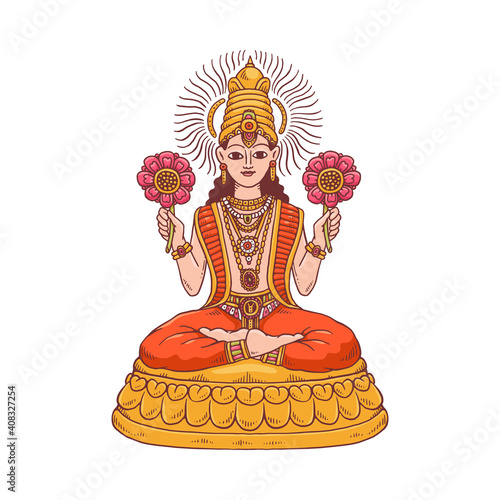 Surya the Indian god of sun for Pongal festival vector illustration isolated.