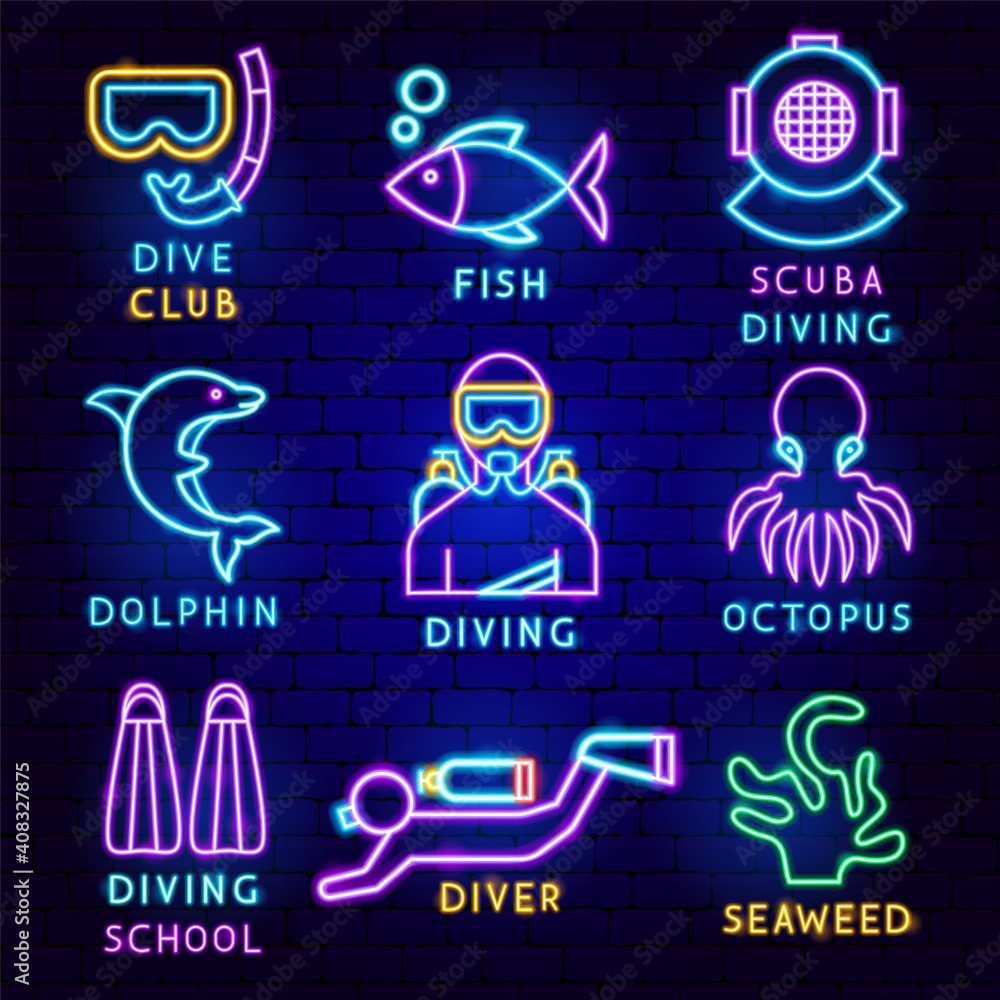 Fototapeta premium Diving Label Set
