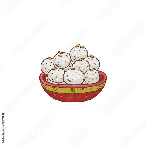 Laddu bowl - sweet Indian traditional dessert food for holidays