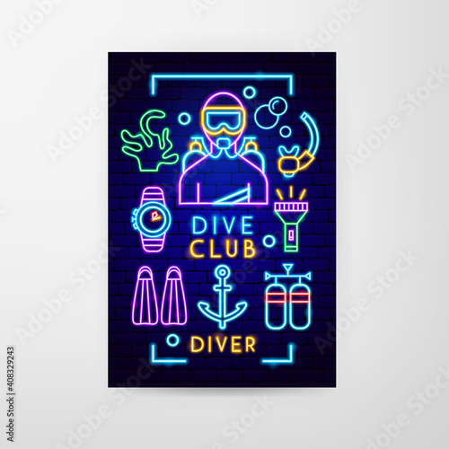 Dive Club Neon Flyer