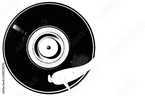 illustration in pop style of a vinyl on a turntable