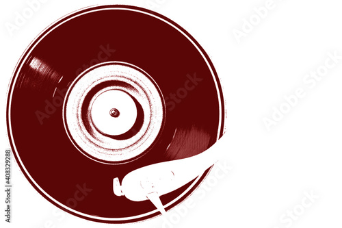 illustration in pop style of a vinyl on a turntable