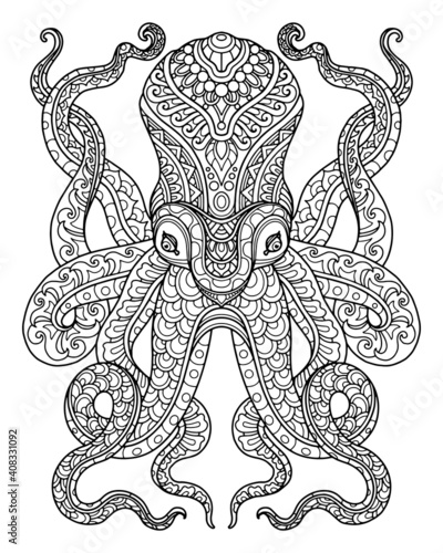 sea life coloring page illustration and print design