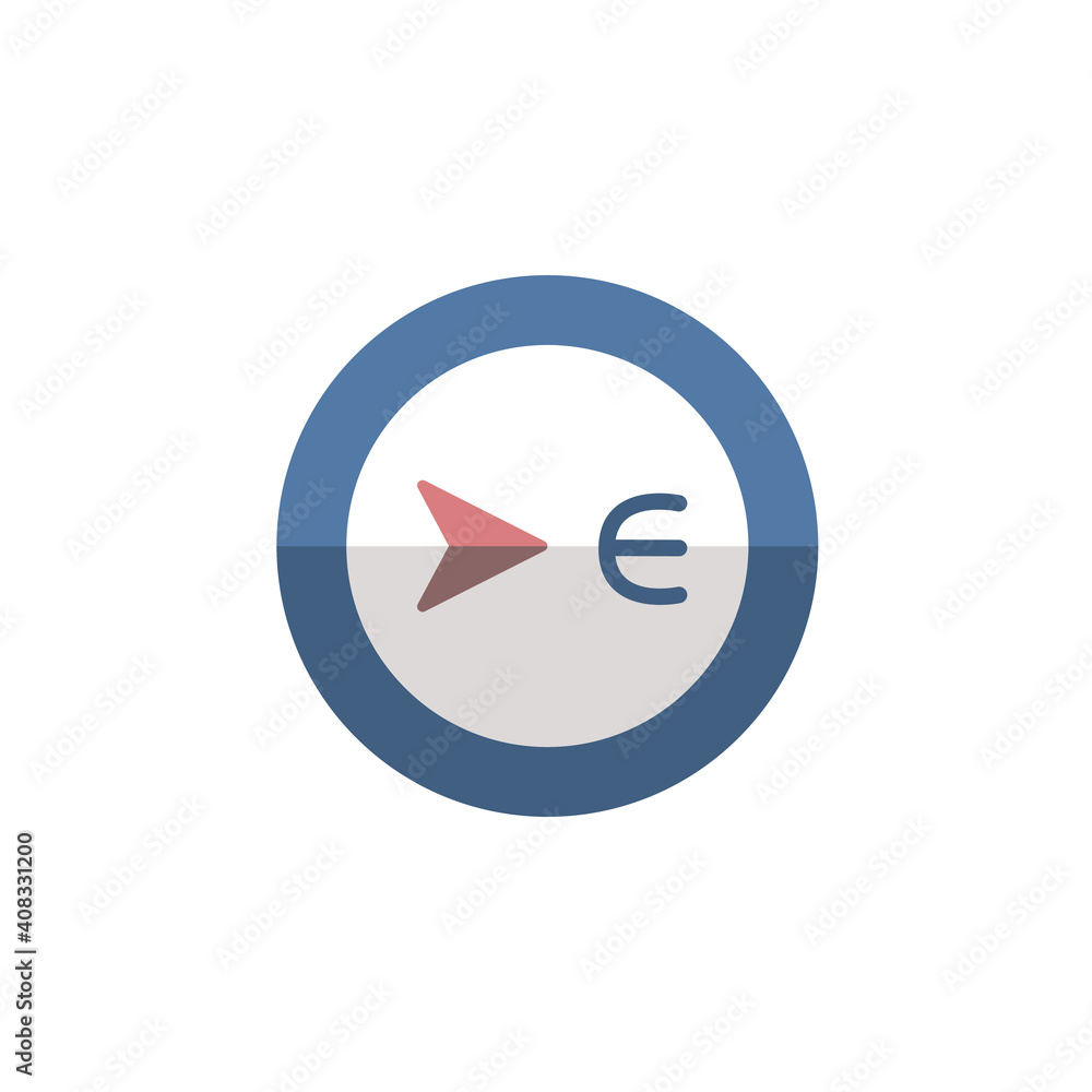 East direction. Flat icon. Isolated weather vector illustration East direction. Flat icon. Isolated weather vector illustration