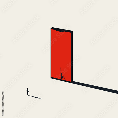 Smartphone and social media addiction vector concept. Symbol of technology consuming life.