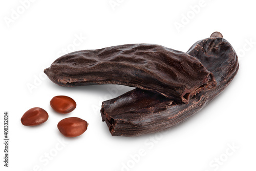Wallpaper Mural Ripe carob pods and bean isolated on white background with clipping path and full depth of field Torontodigital.ca