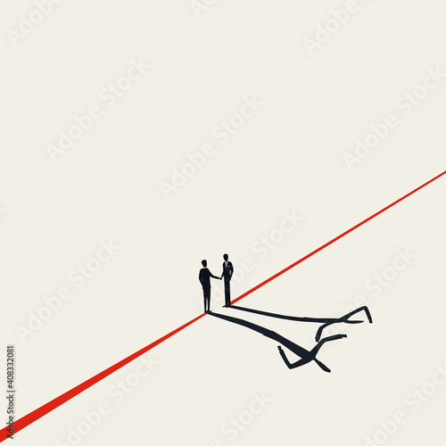 Dishonest handshake, business agreement vector concept. Symbol of cheating, pretending.