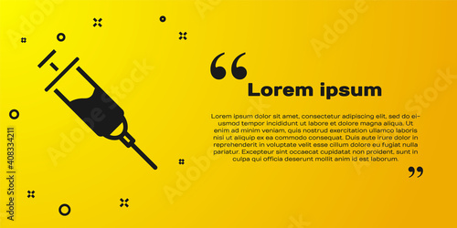 Black Doping syringe icon isolated on yellow background. Vector.