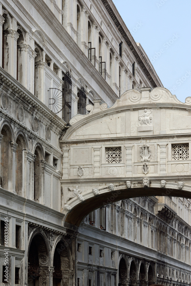 Venice (Italy). Architectural detail of the Bridge of Sighs in the city of Venice