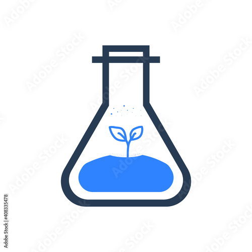 Laboratory experiment icon. chemistry, biological, ecological test tube analyze.