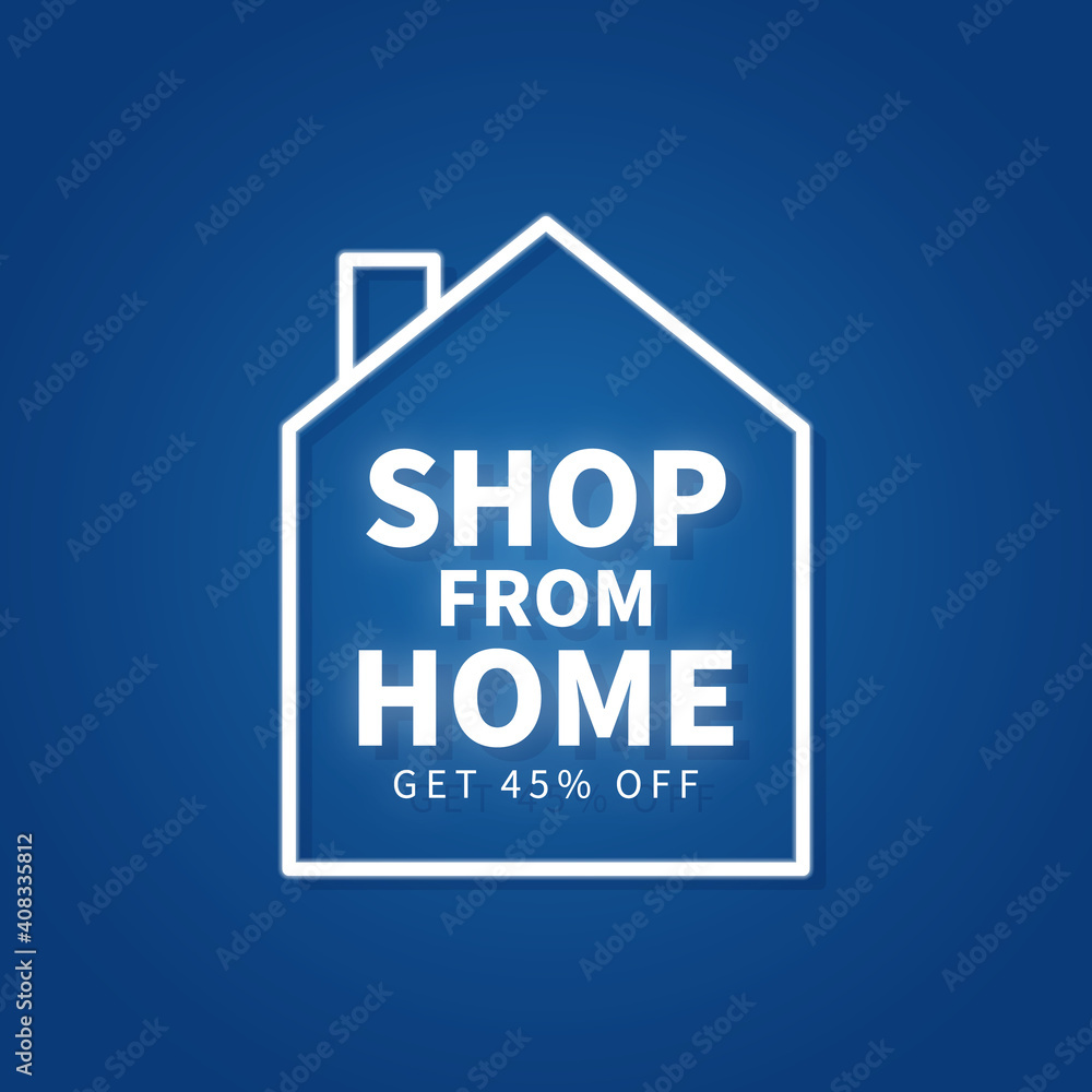 Shop from home sale discount banner. Trendy design template for advertisement, social media, business, fashion ads, etc. Vector illustration. Shop from home sale discount banner. Trendy design template for advertisement, social media, business, fashion ads, etc. Vector illustration.