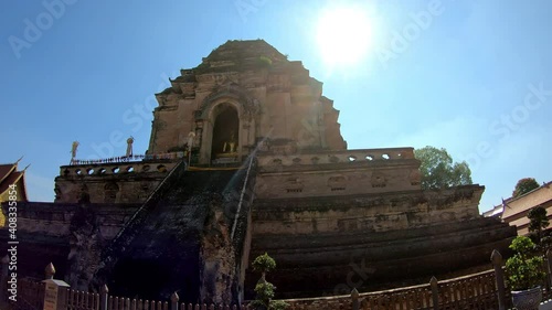 Wat Chedi Luang Varavihara It is a temple with a large pagoda located at Chiang Mai in Thailand. photo