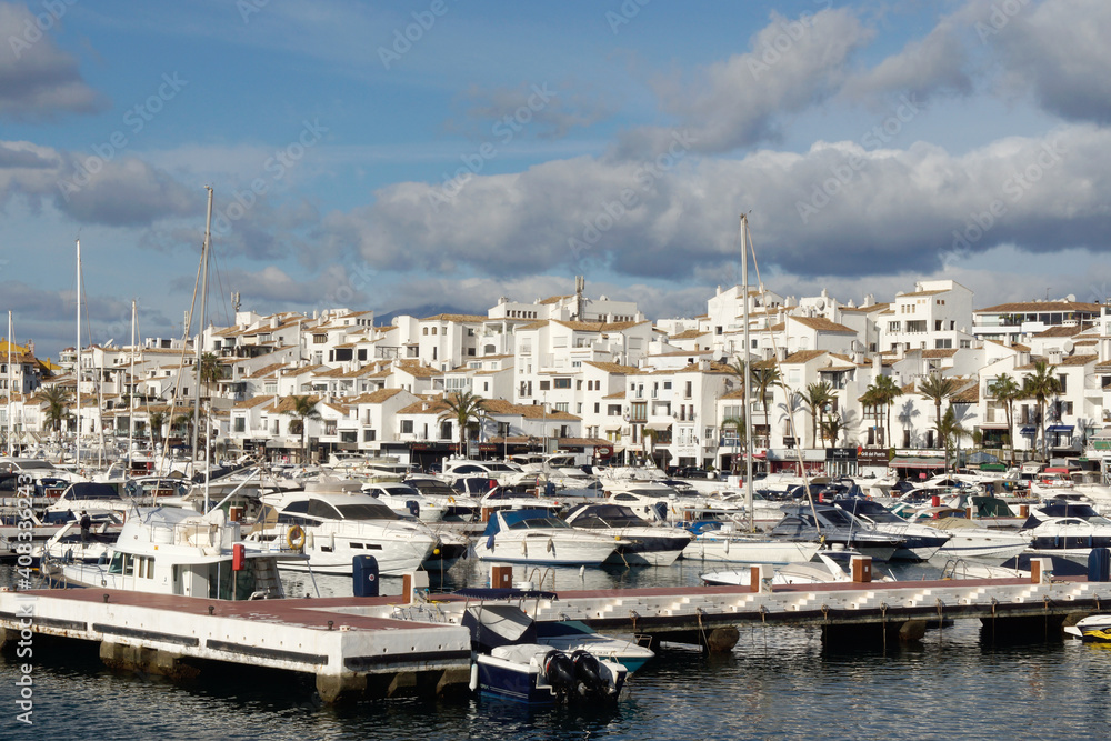 Puerto Banús (Marbella) Spain. Boats moored at the José Banús marina in Marbella