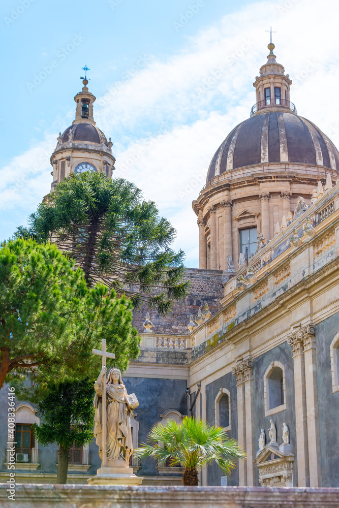 View of Cathedral Sant Agata on Piazza del Duomo in Catania. Sicily. Italy. View of Cathedral Sant Agata on Piazza del Duomo in Catania. Sicily. Italy.